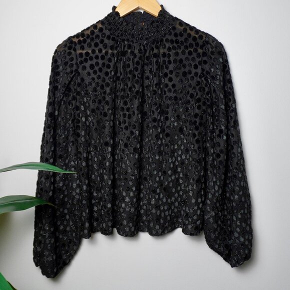 Maje Black Lace Top | Elegant Cropped Lace Blouse - Picture 2 of 5
